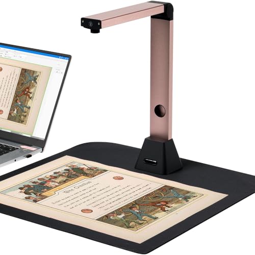 Megonia Scanner Portable A3 Automatique: 8MP Haute Résolution Format A3 OCR Professionnel 3 Niveaux LED USB Caméra DocumentPour Bureau École Télétravail Présentation Bibliothèque Conférence