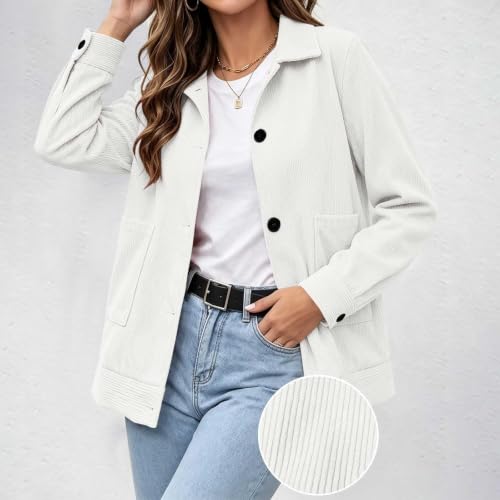 Corduroy Jacket Women Button Up Casual Collared Shirt Cropped Shacket - image 4