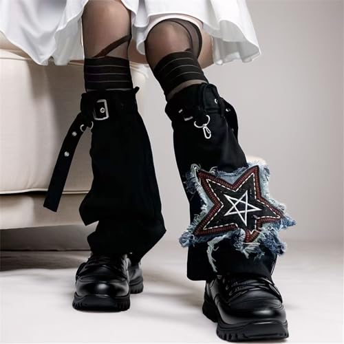Sup-Coente Goth Hippie Leg Warmers for Women Alt Y2k Cyber Punk Scenecore Gothic3