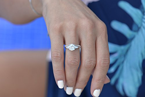 Sterling Silver 2 Carat Cz Baguette Round Solitaire Engagement Ring Bridal Wedding Jewelry #TOP1