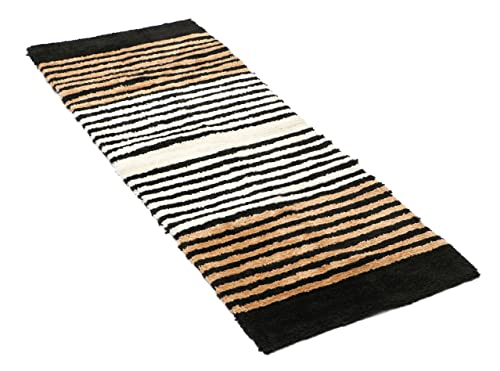 Image of THE HOME TALK Modern Polyester Area Rugs | Carpets for Living Room, Kitchen, Kid's Room, Bedroom | Microfiber Polyester Rugs | Shaggy Floor Carpet | Anti Skid Store (Black & White 2, 50 x 150 cm)