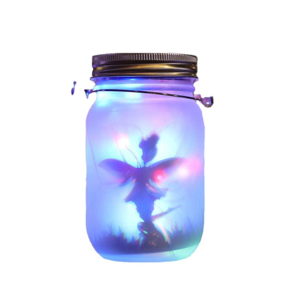 Fairy Solar Jar Light DIY Frosted Glass Jar Decorative Light Hanging Lantern Lamp Garden (Colorfu/Frosted Bottle)