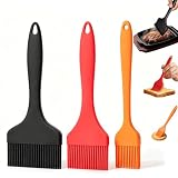 Cloxtralon 3er Set Backpinsel Silikon, 21cm Länge Silikonpinsel Küche mit Extra Breiten (9.1/7/3.2cm), Hochwertige Küchenpinsel für Kochen, BBQ Grillen und Backen