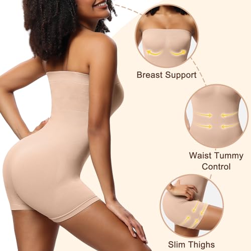 Strapless Shapewear Bodysuit Tummy Control Butt Lifter Seamless Shaper Sculpt Shortie with Adjustable Straps3