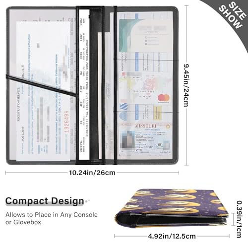 Car Registration and Insurance Holders Sloths Moon Print, PU Leather for License Documents Cards3