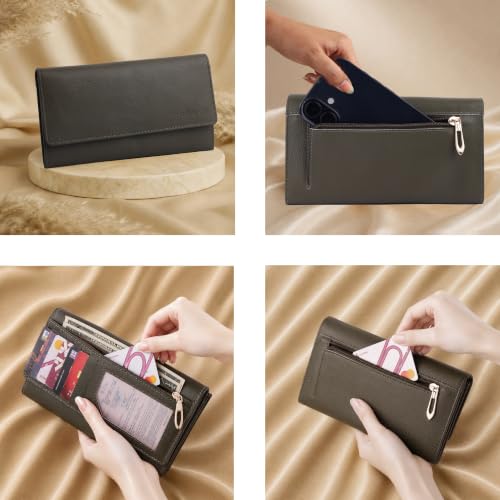 Image of Steve Jhonson Leather Wallet for Women - Mini Hand Purse with Card Holder - Women Stylish Clutch Purse - Cute Mini Ladies Wallet for Daily Use - Fancy Ladies Purse with Slim Design (Olive Green)