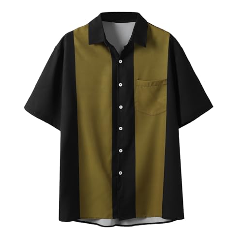 Design classico: la camicia vintage anni '50 presenta colletto spalmato, maniche corte, camicie dalla vestibilità regolare sono adatte per la maggior parte delle persone, non passa mai di moda.