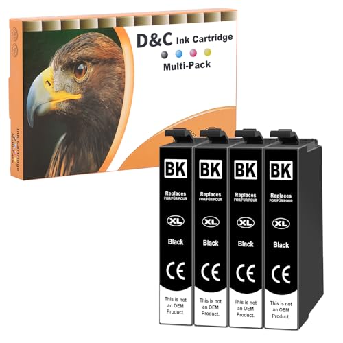 D&C Druckerpatronen kompatibel mit 405XL Schwarz für kompatibel mit Epson Workforce WF-3820 WF-3825 WF-4820 WF-4830 WF-4825 Workforce WF-7840 WF-7835 WF-7830 WF-7310 4 Schwarz
