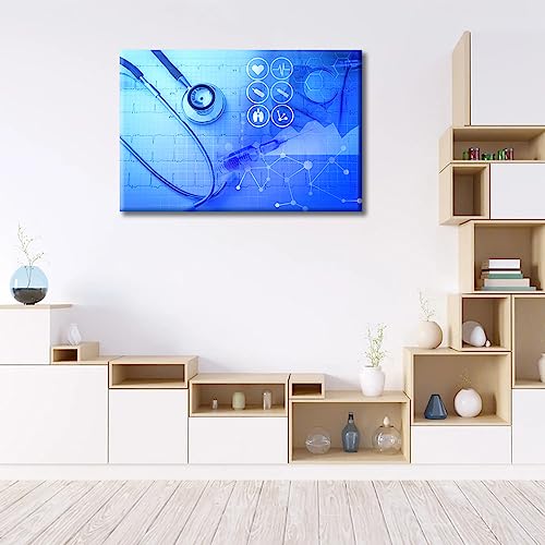 Image of TUMOVO 1 Pieces Wall Decor Medical Stethoscope Medical Examination Poster Canvas Paintings for Bedroom, Bathroom, Office. Clinical Laboratory Print on Canvas Framed Ready to Hang (16 inch Wx24 H)