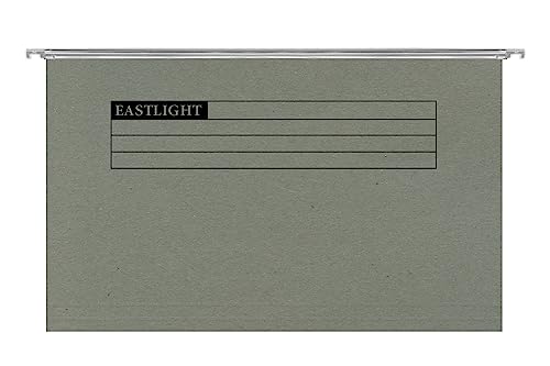 Eastlight Foolscap Suspension Files with Tabs and Inserts for Filing Cabinets 15 mm V-Base 100 Percent Recycled Manilla Green Pack of 20 ** Check Size Before Ordering **