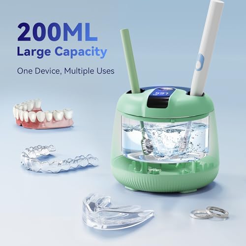 Image of Ultrasonic Retainer Cleaner Machine 48kHz, Dental Ultrasonic Care Cleaner | Ultrasonic Retainer Cleaner for Dentures, Aligners, Mouth Guards, Toothbrush Heads and Jewelry with 200ML Capacity