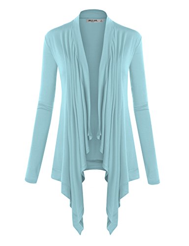 Lock and Love Women's Soft Knit Long Sleeve Cardigan with Open Front Draping