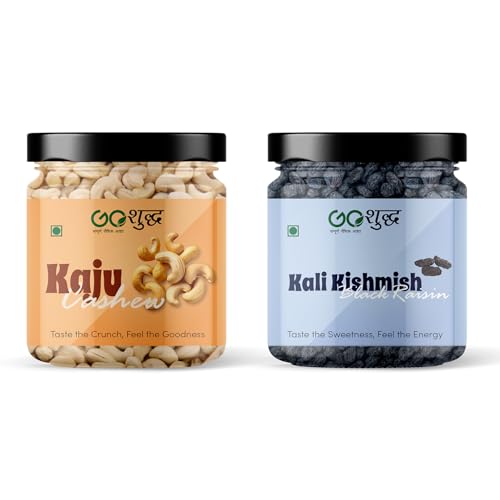 Image of Goshudh Cashew 250g + Black Raisin 250g Combo Pack | Heart-Healthy Fats & Natural Antioxidants, Premium Dry Fruits (500gm Combo Pack)
