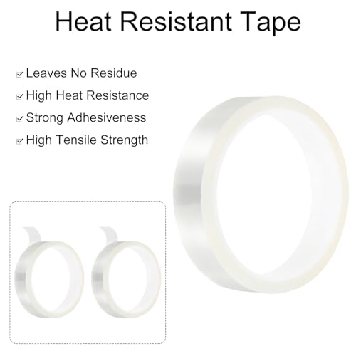 Image of uxcell Clear Heat Tape, 2 Rolls 20mmx33m 108ft High Temperature Heat Resistant Tape for Sublimation,Heat Vinyl Press,Heat Transfer, Circuit Board, No Residue