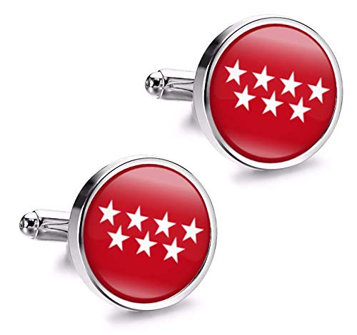 Gemelolandia Gemelolandia | Gemelos de Camisa Magglass Bandera de Comunidad de Madrid 16mm Gemelos Originales Para Camisas | Para Hombres y Niños | Regalos Para Bodas, Comuniones, Bautizos y Otros Eventos