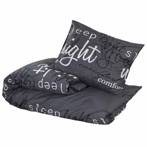 Parure de lit en coton noir avec taie d'oreiller 65x65 cm - 3