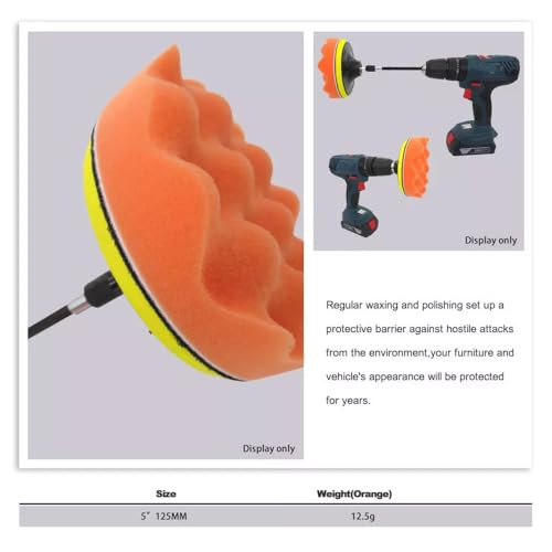 Image of MLD 5-inch Foam Drill Buffing Sponge Pads Hook and Loop Drill Wheel Buffer OPDP-101 (5 inch, Orange) Pack of -1