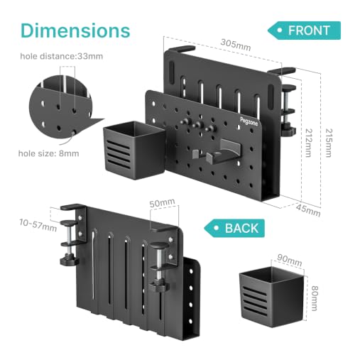 Image of PEGZONE Desk Side Storage Organizer, No Drill Under Desk Laptop Holder, Clamp on Desks Shelf with Pegboard Accessories, Hanging Laptop Mount, Fits Flat Edge 0.4 inch to 2.2 inch, Black | No Drill Under Desk Laptop Holder, Clamp on Desks Shelf with Pegboard Accessories, Hanging Laptop Mount