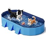 Piscine pour Chien 180 cm Pliable, Grande Piscine Chien avec Structure Octogonale Stable, Piscine Antidérapante en PVC avec Parois Renforcées pour Jardin et Extérieur