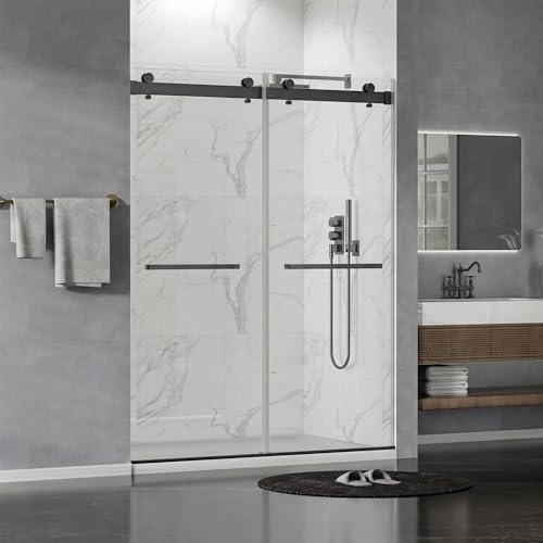 Image of Findepot Frameless Double Sliding Shower Door, 44-48 inch W x 75 inch H, 8mm Glass