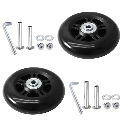 Image of Luggage Wheels Replacement, 84 x 24mm, Black Rubber, 2pcs