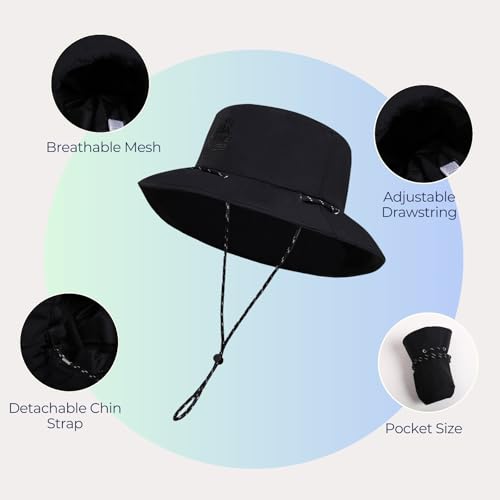 Image of Waterproof Bucket Hats for Women Men UV Protection Sun Hat Packable Boonie Cap Outdoor Rain Hat
