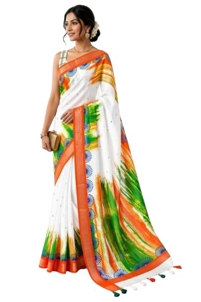 Linen Cotton Independence Day Printed Saree for Women-picture-47