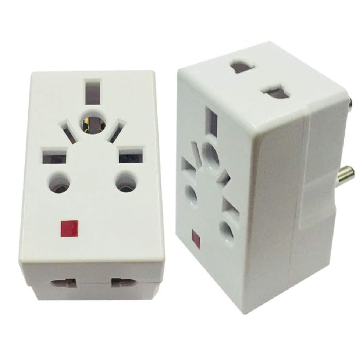 Nirvair Multi Input (3-Way) 3-Pin Plug Multicountry Input Plug Adapter with Fuse for Imported Devices from UK, US, Australia,Japan,etc Plugs