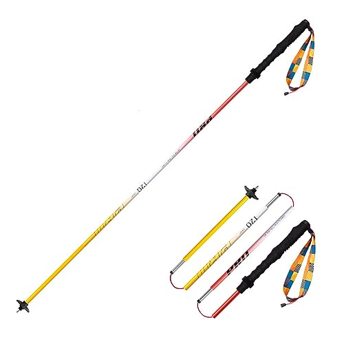 AONIJIE Trekking Poles -2 Ultralight Collapsible Carbon Fiber Hiking Poles with Anti-Shock and Quick Lock System, Folding Walking Sticks for Hiking, Camping(E#Aluminum RedYellow-120cm)