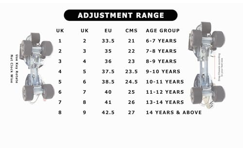 Image of Jonex Unisex Fibrol Adjustable Quad Roller Skates for Junior Kids (3-6 Years), Indoor Outdoor Wheels, Metal Body, 51 mm Wheels, Color - Black