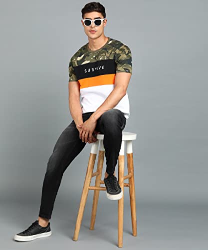 Image of Urbano Fashion Men's Military Camouflage Printed Slim Fit Half Sleeve Cotton T-Shirt