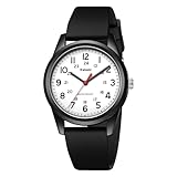 Kakabi Watches for Mens Womens Unisex Easy to Read Analog Quartz Wristwatch Silicone Strap Military 24 Hour Time Casual Comfortable 30M Waterproof