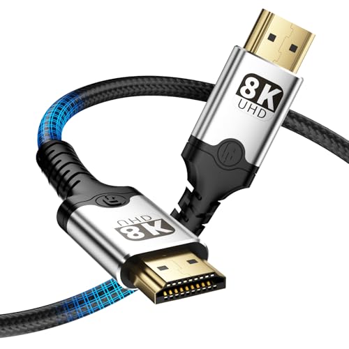 Cable HDMI 2.1 8K 2M, Cable HDMI Certificado 8K 60Hz 4K 240Hz Ultra Alta Velocidad 48Gbps UHD eARC HDR Dinámico Dolby Atmos Compatible con Monitor HDTV PS5 PS4 Xbox Series X/S, PC, Monitor Mehr
