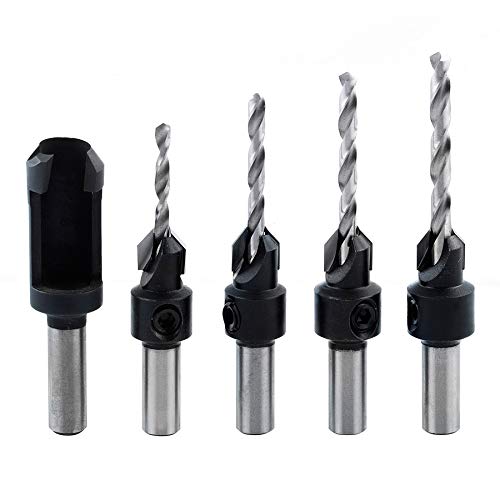 Amana Tool - PS-500 5Piece Carbide Tipped Countersink & Steel Plug Cutter Set (Includes