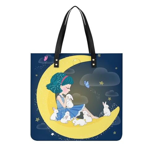 Sac à main Lune Lapin de 39x39cm : fini le manque de place avec ce grand tote bag