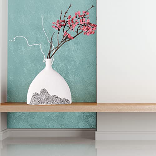 Xyqxyq Two-Piece Ceramic Vases, Decorative Vases, Landscape White And Black Vases, Nordic Minimalist Decorative Vases, Used For Center Pieces, Kitchen, Office Or Living Room (White*2) #TOP7