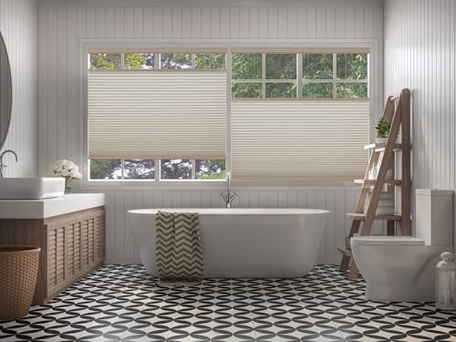 BlindsAvenue Cordless Top Down Bottom Up Cellular Honeycomb Shade, 9/16" Single Cell, Blackout, Fawn, Size: 42.5" W x 48" H