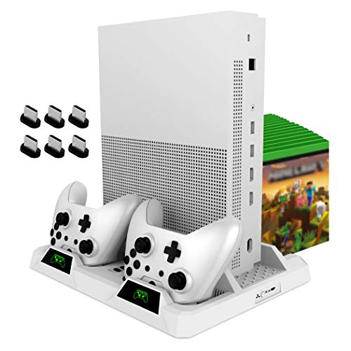 Vertical Cooling Stand for Xbox One S X, OIVO Cooling Fan with Controller Charging Dock Station LED Indicators Included