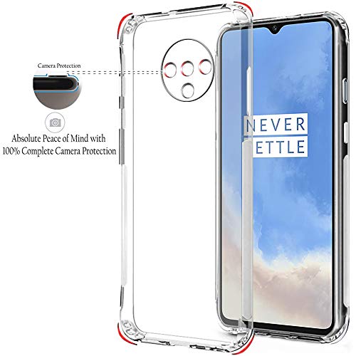 Image of TheGiftKart Back Cover Soft Silicone Case for OnePlus 7T | Complete Camera Protection | Inbuilt Dust Plugs | Anti-Slip Grip | Slim Profile | Transparent