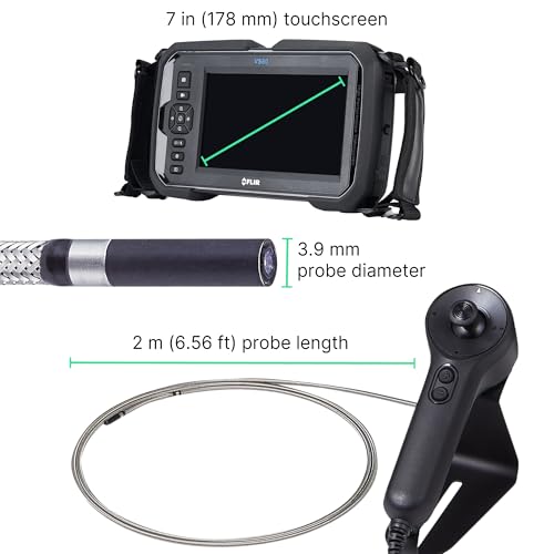 Image of FLIR VS80 4-Way Articulating Probe Videoscope Kit with 3.9mm x 2m Long Probe | 4-way articulating probe, VS80 display, metal case, straps, headset, image and video capture
