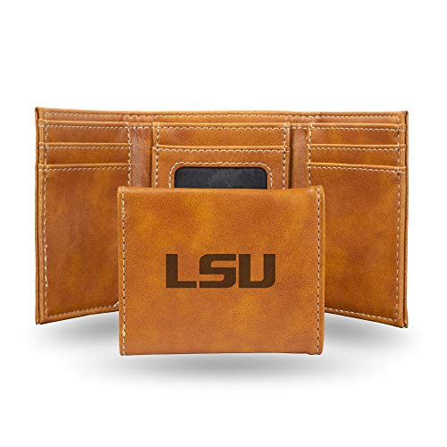 Rico Industries NCAA Laser Engraved Trifold Wallet, LSU Tigers, Brown