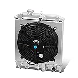Auto Dynasty Factory Style 2-Row Cooling Radiator with 12V Fan Shroud Compatible with Honda Civic EH9 EJ8 EJ7 EJ6 EM1 Del Sol Acura Integra DB DC1 DC2 (Half size) AT MT 92-01, Aluminum Core