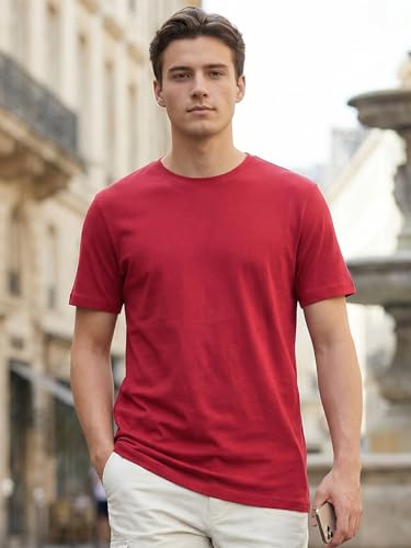 Image of Bewakoof Men's 100% Cotton Solid Regular Fit Half Sleeve Round Neck T-Shirt | Tshirt for Men Cotton| Casual Wear | Street Wear