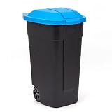 CURVER Poubelle à roulettes Noir/Bleu 110 l