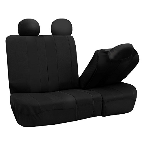 Fh Group Car Seat Covers Three Row Set Striking Striped Combo Steering Wheel Cover & Seatbelt Pads Black, Airbag And Split Rear Car Seat Cover Universal Fit Interior Accessories Cars Trucks And Suv #TOP3