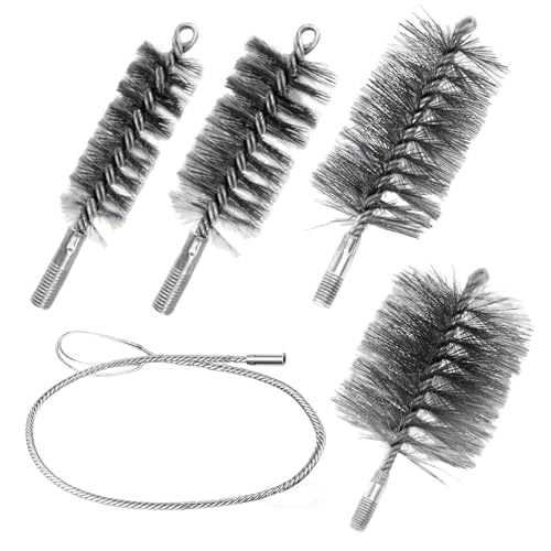 5 Stück Ofenrohrbürste Set Rohrreinigungsbürste 30/50/80/150 mm Schornsteinfeger Bürste Kaminbesen Schornsteinbesen Kaminbürste Heizkesselbürste für Schornstein Rauchrohr Ofenrohr Reinigungsbürste