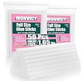 MONVICT Hot Glue Sticks, Pack of 50 (1.65lbs) 6'Long 0.43' Diameter Full-Size Hot Glue Gun Sticks Art Glues...