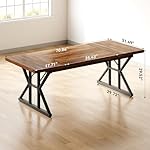 LITTLE TREE 70.8-Inch Office Desk, Wooden Executive Office Desk, Modern Work Desk, Large Farmhouse Writing Table Computer Desk for Home, Brown-Black - Image 3