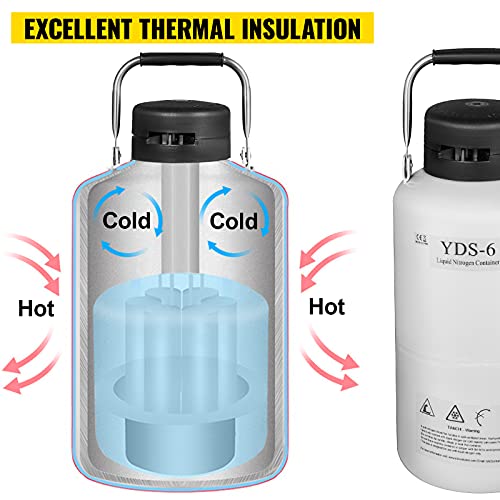 Bestequip Liquid Nitrogen Tank 6L Aluminum Alloy Liquid Nitrogen Dewar Static Cryogenic Container Liquid Nitrogen Container With 6 Canisters And Carry Bag (6L) #TOP3