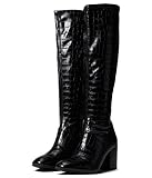 Franco Sarto Womens Tribute Knee High Heeled Boot Black Stretch Croco 8 M